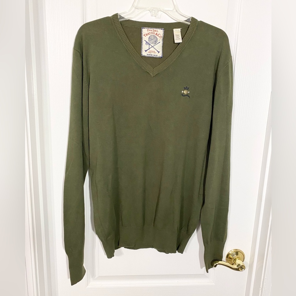 Y2K Diesel Tricot & Co V-Neck Sweater Vintage Olive Men’s XL